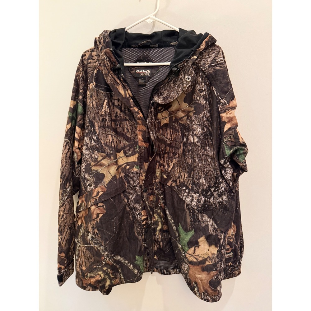 Guide Series TechH2O Waterproof Camo Jacket Mens XL Mossy Oak Hunting Shell